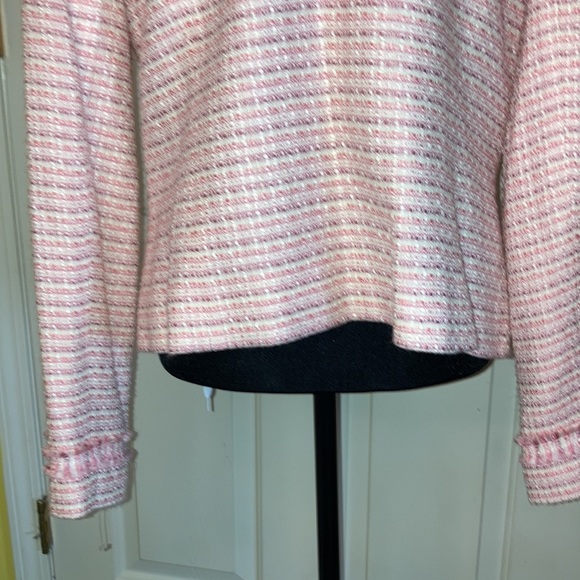 Women’s Blazer Size 12 apostrophe Pink Twead Jacket Purple Zipper in Front - Picture 13 of 14